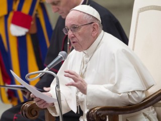 Pope Francis gestures during his Dec. 28 weekly audience in Paul VI hall at the Vatican. (CNS photo/Giorgio Onorati, EPA) See POPE-AUDIENCE-ABRAHAM Dec. 28, 2016.