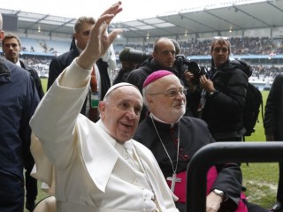 Pope Francis and Bishop Anders Arborelius of Stockholm ride in a golf cart as the pope greets the crowd before celebrating Mass in Malmo, Sweden, in this Nov. 1, 2016, file photo. Bishop Arborelius is among five new cardinals who will be created by the pope at a June 28 consistory. (CNS photo/Paul Haring) See POPE-CARDINALS-JUNE May 21, 2017.