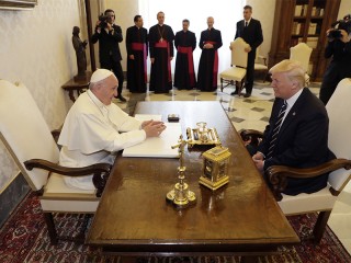 Pope Francis meets U.S. President Donald Trump during a private audience at the Vatican on May 24, 2017. Photo courtesy of Reuters/Evan Vucci/Pool