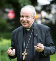 Cardinal Christoph Schonborn of Vienna talks to journalists June 13 outside St. John's Cathedral in Limerick, Ireland. The cardinal was attending a conference, "Lets Talk Family: Lets Be Family." (CNS photo/Liam Burke courtesy Press 22) See SCHONBORN-IRELAND-FAMILY July 14, 2017.