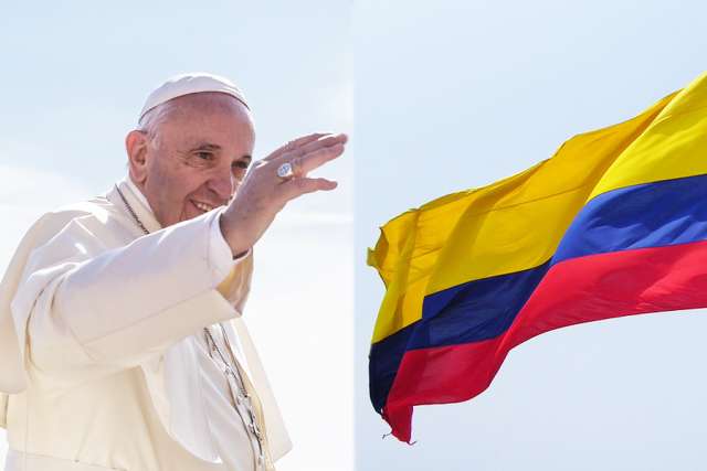 Pope_Francis_Credit_Polifoto_Shutterstock_Colombia_flag_Credit_J_Stephen_Conn_Flickr_CC_BY_NC_20_CNA