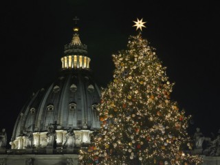 The Christmas tree is seen after a lighting ceremony in St. Peter's Square at the Vatican Dec. 7. (CNS photo/Paul Haring) See POPE-CHRISTMAS-TREE Dec. 7, 2017.