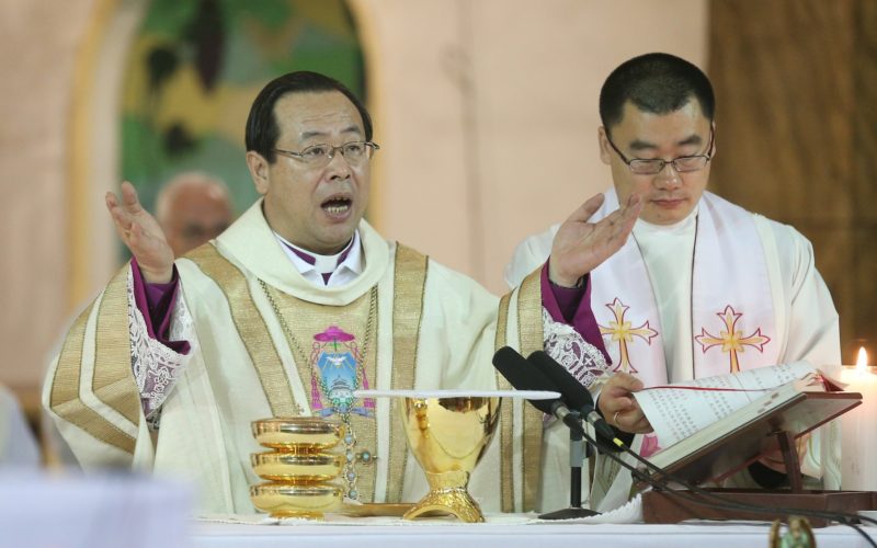 Bishop Joseph Li Shan of Beijing celebrates Mass in 2016 at the Cathedral of the Immaculate Conception. A senior Vatican official has hinted there is an unofficial agreement between the Holy See and Beijing on the appointment of bishops even as negotiations to formalize arrangements continue to hit roadblocks. (CNS photo/Wu Hong, EPA) See VATICAN-CHINA-INFORMAL-BISHOPS Aug. 9, 2017.