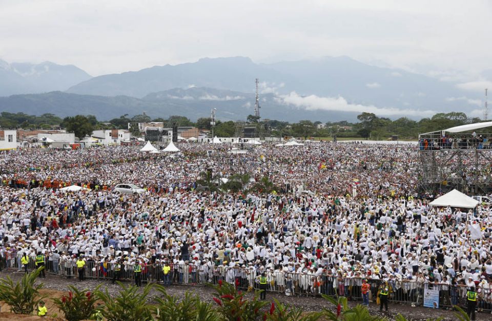 Pope Francis celebrates an outdoor Mass in Medellin_Colombia Saturday_ Sept 9. 2017 LOsservatore Romano_Pool Photo via AP