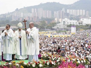 Pope Francis celebrates an outdoor Mass in Medellin_Colombia_Saturday Sept. 9 2017 LOsservatore Romano_Pool Photo via AP