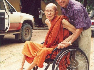 Monsignor Figaredo and a Buddhist monk in Phnom Penh, Cambodia