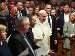 Pope Francis arrives at Croke Park Stadium in Dublin 1