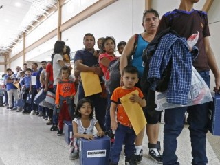 Families migrating to the US being processed in Texas