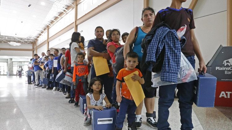 Families migrating to the US being processed in Texas