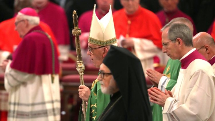 Pope Francis attends Vespers at the Basilica of Saint Paul Outside the Walls