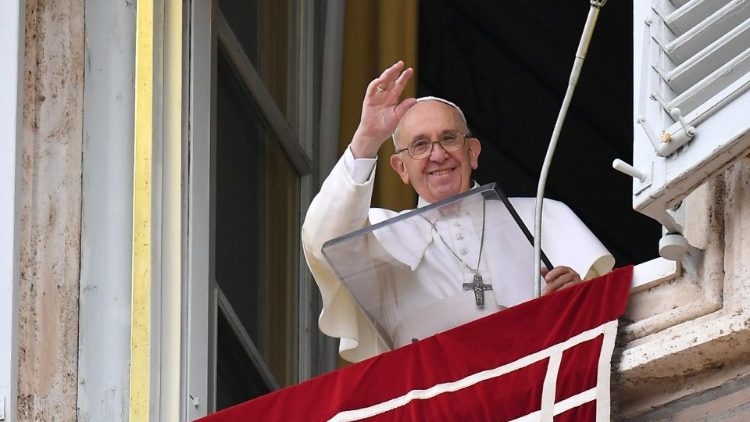 Pope Francis greets the faithful at the Sunday Angelus (Vatican Media)