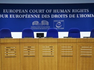 This photo shows the inside of the European Court of Human Rights (ECHR) in Strasbourg, eastern France, on February 7, 2019. (Photo by FREDERICK FLORIN / AFP)