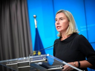 Bà Federica Mogherini, Cao ủy về Chính sách đối ngoại và An ninh tại Liên minh châu Âu, tuyên bố về việc giới thiệu trong tương lai về‘Nền tảng trao đổi toàn cầu về tôn giáo và hòa nhập xã hội’. (Ảnh: Mario Salerno)