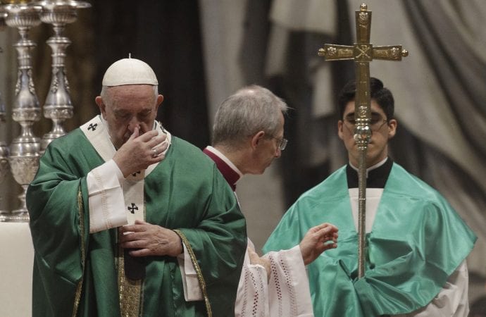 Đức Giáo Hoàng Phanxicô cử hành thánh lễ cho Lời Chúa tại Vương cung thánh đường St. Peter, tại Vatican, Chủ nhật, ngày 26 tháng 1 năm 2020. (Tín dụng: Gregorio Borgia / AP.)