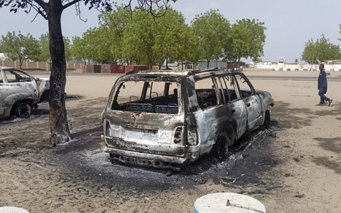 Bức ảnh được chụp vào thứ Bảy, ngày 13 tháng 6 năm 2020 cho thấy hậu quả của một cuộc tấn công của các phần tử Hồi giáo cực đoan ở Monguno, đông bắc Nigeria. (Tín dụng: UNDSS qua OCHA, qua AP.)