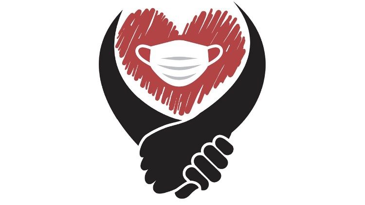 "Phục vụ một thế giới bị tổn thương trong tình đoàn kết liên tôn" - thiết kế bìa do Sơ Judith Zoebelein, FSE, thuộc Hội đồng Giáo hoàng về Đối thoại Liên tôn, lên ý tưởng