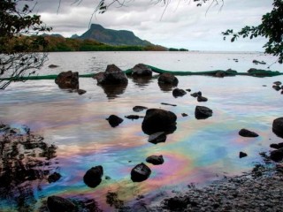 Những lát dầu thô trong đại dương bao quanh đảo Mauritius (AFP hoặc người cấp phép)