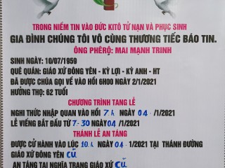 Cáo Phó Ông Cố Phêrô