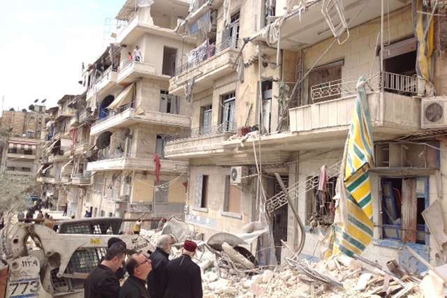 Hiện trường vụ tấn công người theo đạo Thiên chúa hồi tháng 5/2015 ở Aleppo. (Nguồn: Tổng giáo phận Melkite của Aleppo.)