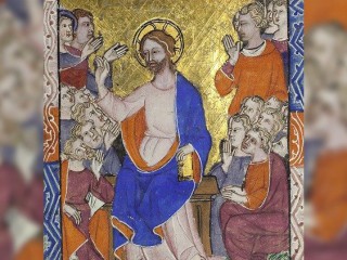 Chúa Giê-xu dạy các môn đồ của Ngài cầu nguyện (BAV Pal.lat.537, f.125v)