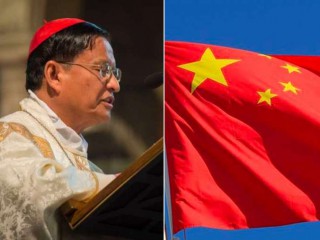 Đức Hồng Y Charles Maung Bo chia sẻ Lời Chúa tại Nhà thờ Chính Tòa Westminster ở London, Anh, ngày 12 tháng 5 năm 2016. Nguồn: Mazur / catholicnews.org | Quốc kỳ của Cộng hòa Nhân dân Trung Hoa (Ảnh: Gang Liu / Shutterstock)