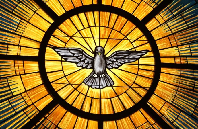 Chúa Thánh Thần, theo truyền thống được mô tả như một con chim bồ câu, được hình ảnh trong một cửa sổ kính màu tại Nhà thờ St. John Vianney ở Lithia Springs, Ga., Vào ngày 4 tháng 5 năm 2015, ảnh tập tin. Trong phát biểu về Thượng Hội đồng Giám mục sắp tới, Đức Thánh Cha Phanxicô nói rằng đồng nghị là "một cuộc hành trình của Giáo hội có một linh hồn, đó là Chúa Thánh Thần" (Ảnh: Michael Alexander / Georgia Bulletin qua CNS)