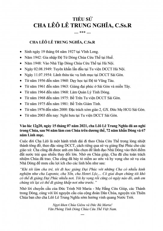 Tiểu sử Cha Ngĩa