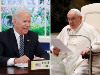 Tổng thống Joe Biden và Đức Thánh Cha Phanxicô được nhìn thấy trong bức ảnh tổng hợp này. (Nguồn: CNS composite; ảnh của Jonathan Ernst / Reuters, và Paul Haring.)