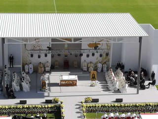 ĐTC Phanxicô cử hành Thánh lễ tại Sân vận động GSP ở Nicosia, Síp, ngày 3 tháng 12 năm 2021 (Ảnh: Elise Ann Allen / Crux)