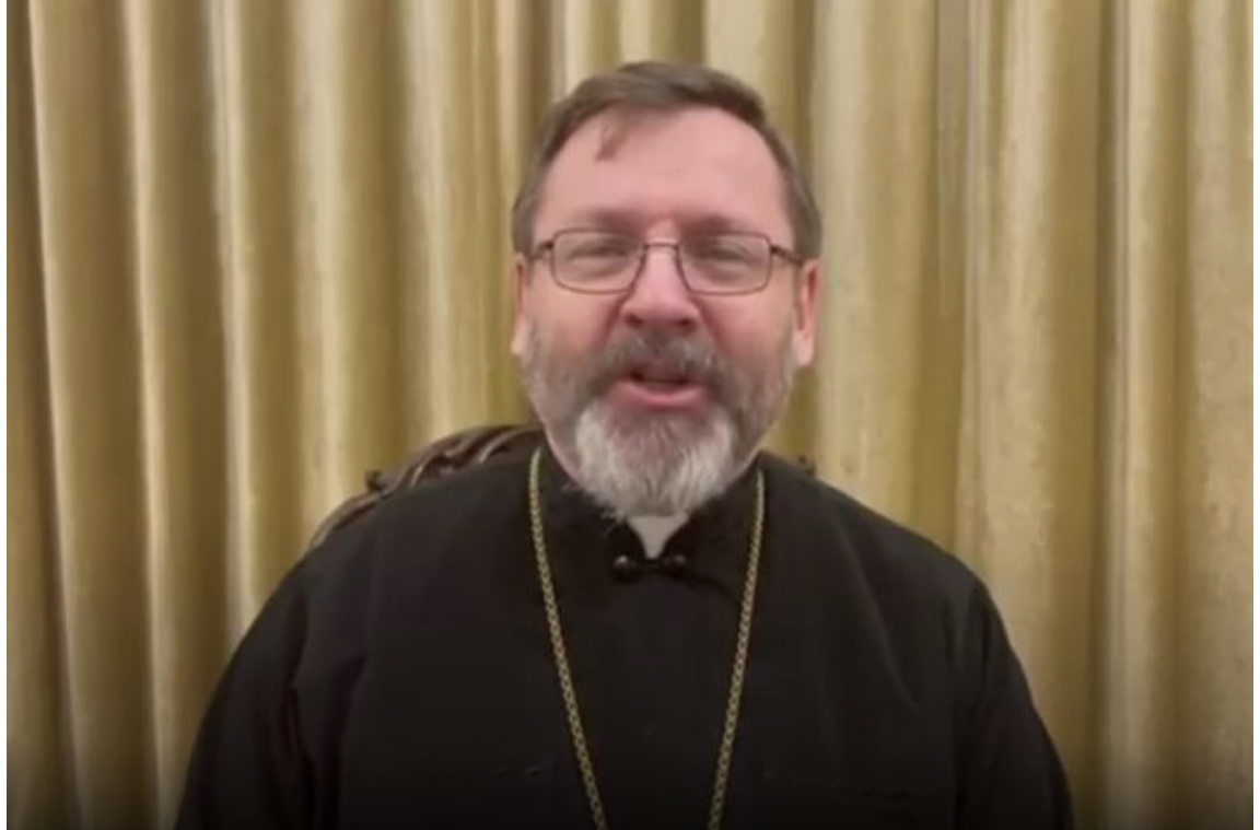 Đức Tổng Giám mục Sviatoslav Shevchuk trong thông điệp video vào ngày 27 tháng 2 năm 2022 (Ảnh: Thư ký của Đức Tổng Giám mục lớn ở Rôma)