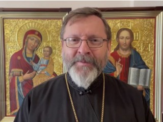 Đức Tổng Giám mục  Sviatoslav Shevchuk ghi lại một thông điệp video tại Kyiv, Ukraine, vào ngày 8 tháng 3 năm 2022 (Ảnh: news.ugcc.ua)
