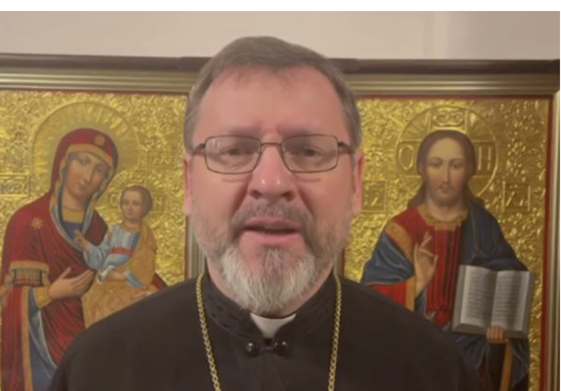 Tổng giám mục chính Sviatoslav Shevchuk ghi lại một thông điệp video vào ngày 10 tháng 3 năm 2022 (Ảnh: news.ugcc.ua)