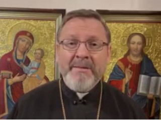 Đức Tổng Giám mục  Sviatoslav Shevchuk ghi lại một thông điệp video vào ngày 14 tháng 3 năm 2022 (Ảnh: news.ugcc.ua)