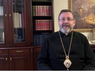 Đức Tổng Giám mục Sviatoslav Shevchuk ghi lại một thông điệp video vào ngày 22 tháng 3 năm 2022 (Ảnh: news.ugcc.ua)