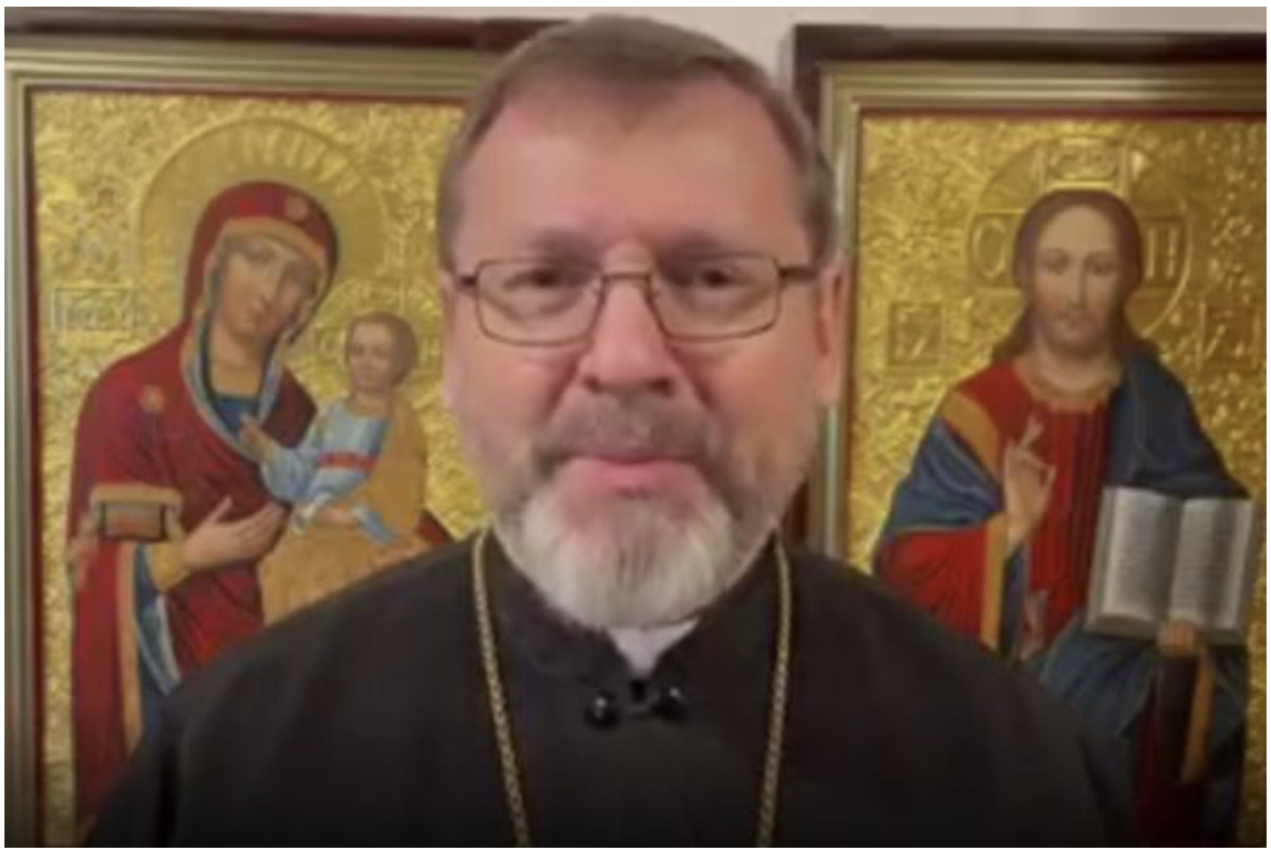 Đức Tổng giám mục Sviatoslav Shevchuk ghi lại một thông điệp video vào ngày 15 tháng 3 năm 2022 (Ảnh: news.ugcc.ua)
