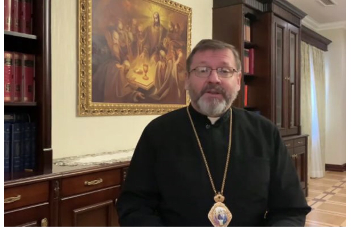 Đức Tổng Giám mục Sviatoslav Shevchuk ghi lại một thông điệp video vào ngày 23 tháng 3 năm 2022 (Ảnh: ugcc.ua)