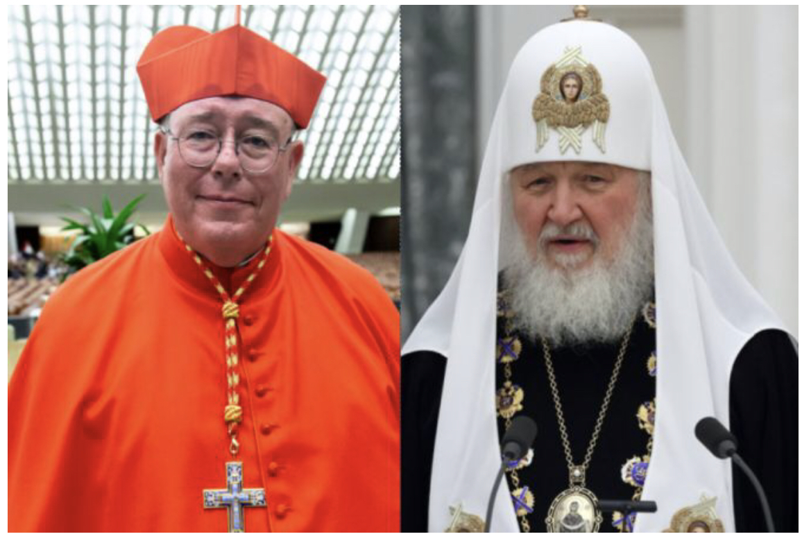 Đức Hồng Y Jean-Claude Hollerich và Đức Thượng Phụ Kirill của Moscow (Ảnh: Daniel Ibáñez / CNA / Kremlin.ru qua Wikimedia (CC BY 4.0).