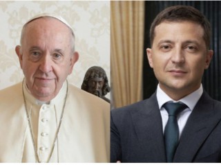 Đức Thánh Cha Phanxicô và Tổng thống Ukraine Volodymyr Zelenskyy (Ảnh: Quirinale.it/President.gov.ua / Wikimedia)