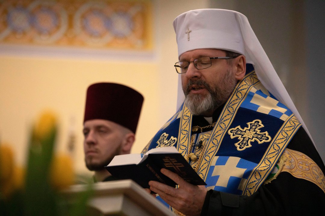 Đức Tổng giám mục Sviatoslav Shevchuk Địa phận Kyiv-Halych, Tổng Giám mục của Giáo hội Công giáo Ukraine, trong bức ảnh được chụp vào ngày 25 tháng 3 năm 2022. Trong một video phát biểu trước các thành viên của Hội đồng Giáo hoàng về Cổ võ sự Hiệp nhất Kitô giáo vào ngày 6 tháng 5, Đức Tổng Giám mục Shevchuk cho biết lý do Nga tấn công Ukraine không gì khác hơn là một cái cớ để biện minh cho mục tiêu cuối cùng là xóa sổ người dân của đất nước này (Ảnh: CNS / Giáo hội Công giáo Ukraine)