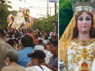 Các tín hữu Công giáo của Giáo phận León, Nicaragua, tham dự cuộc cung nghinh tượng Đức Mẹ của Lòng Thương Xót hàng năm, Bổn mạng của Giáo phận, Chúa Nhật, ngày 21 tháng 8 năm 2022 (Ảnh do Đền Đức Mẹ của Lòng Thương Xót của Giáo phận cung cấp)