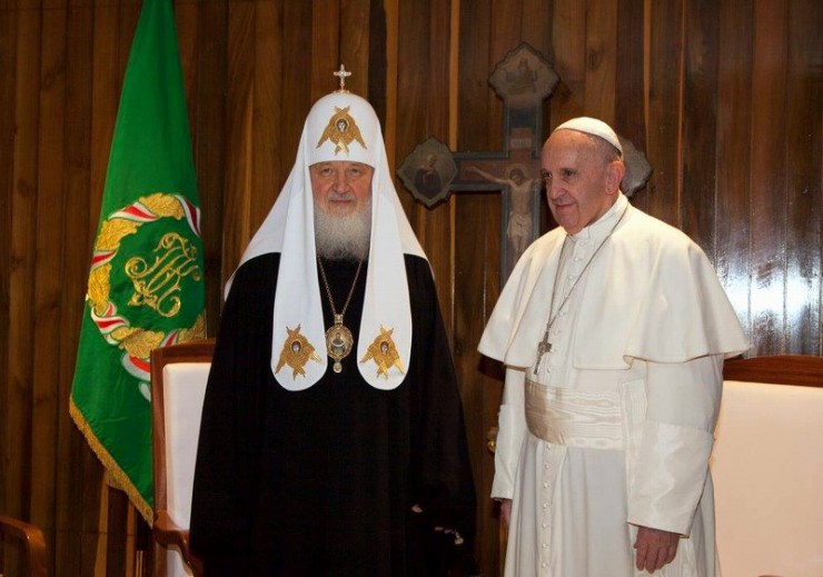 Đức Thánh Cha Phanxicô gặp gỡ Đức Thượng phụ Chính thống giáo Nga Kirill tại Havana, Cuba. vào ngày 12 tháng 2 năm 2016 (Ảnh: Truyền thông Vatican)
