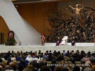 Đức Thánh Cha Phanxicô chia sẻ trong buổi tiếp kiến chung hàng tuần vào ngày 11 tháng Giêng tại Đại thính đường Phaolô VI của Vatican (Ảnh: Truyền thông Vatican)