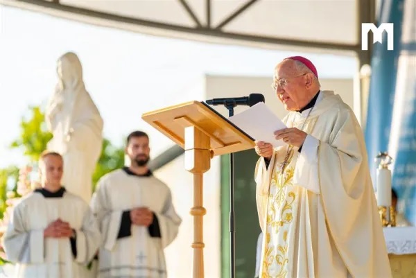 Đức Tổng Giám mục Aldo Cavalli, Sứ thần Tòa Thánh tại Mễ Du, phát biểu trước Liên hoan Giới trẻ Công giáo Mễ Du (Ảnh: Đài phát thanh MIR Mễ Du)