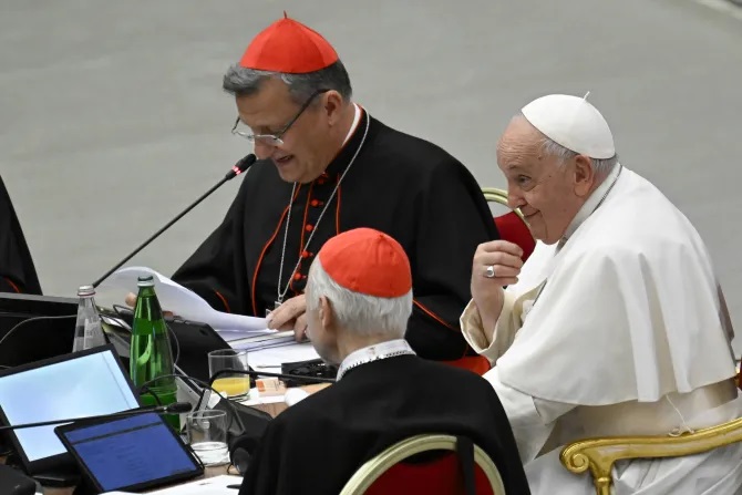 Đức Hồng Y Mario Grech và Đức Thánh Cha Phanxicô tại buổi bế mạc Thượng Hội Đồng về Hiệp hành vào ngày 28 tháng 10 năm 2023 (Ảnh: Truyền thông Vatican)