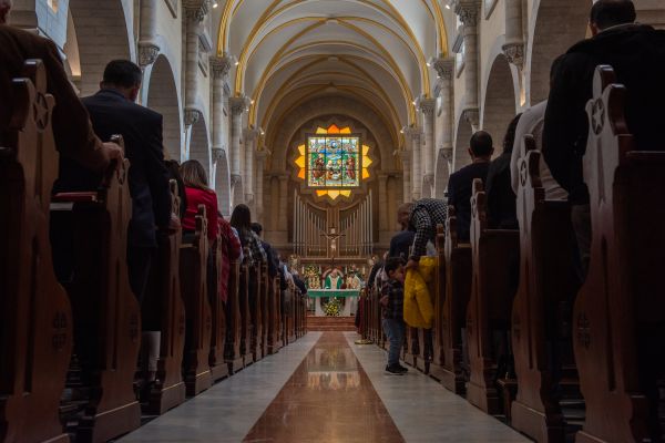 Thánh lễ tại Nhà thờ nghi lễ Latinh kính Thánh Catherine, bên cạnh Vương Cung Thánh Đường Chúa Giáng Sinh, ở Bethlehem, vào Chúa Nhật, ngày 19 tháng 11 năm 2023 (Ảnh: Marinella Bandini)