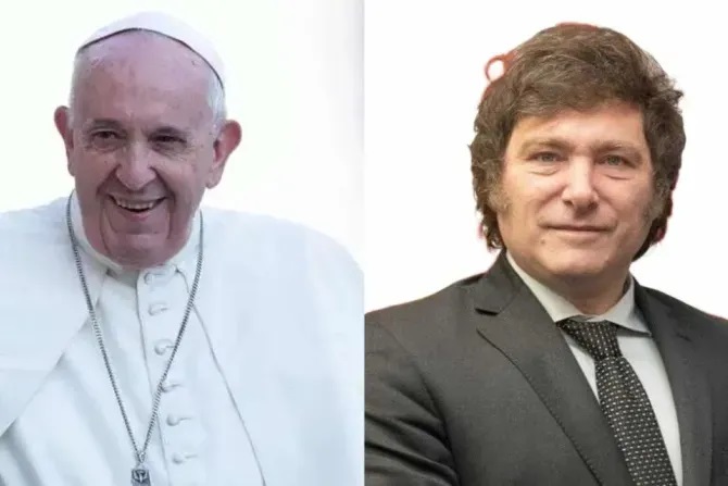 Đức Thánh Cha Phanxicô và Tổng thống tân của Argentina Javier Milei (Ảnh: Daniel Ibáñez/ACI Prensa và Đại sứ quán Hoa Kỳ tại Argentina/OPlibertad/Wikipedia)