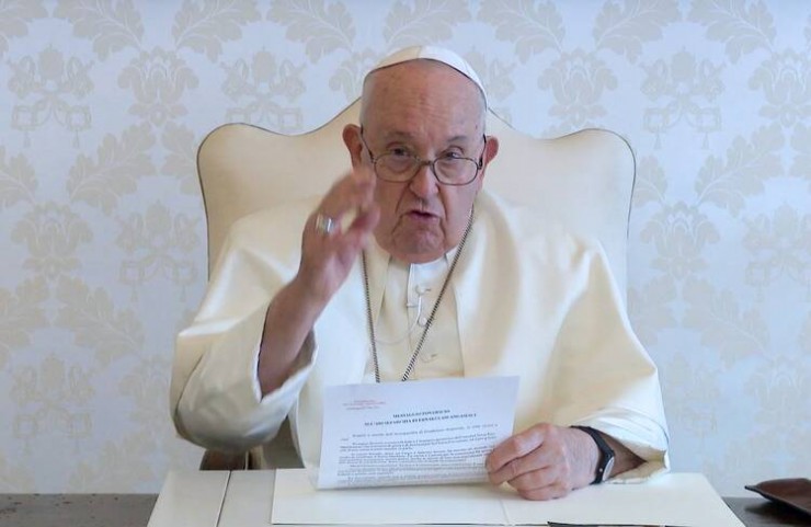 Đức Thánh Cha Phanxicô trong một thông điệp video do Vatican công bố vào ngày 7 tháng 12 năm 2023 (Ảnh chụp màn hình/CNS, Văn phòng Báo chí Tòa Thánh)