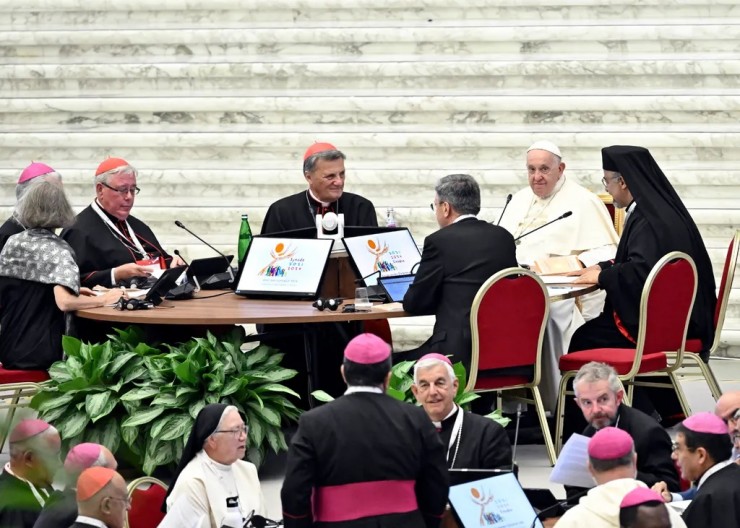 Đại hội đồng Giám mục lần thứ XVI tại Đại thính đường Phaolô VI tại Vatican, ngày 04 tháng 10 năm 2023 (Ảnh: Maria Laura Antonelli / Avalon/PHOTOSHOT/MAXPPP)