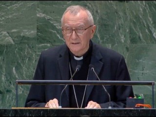 Đức Hồng y Pietro Parolin phát biểu tại Liên Hợp Quốc ở New York (Ảnh: Vatican News)