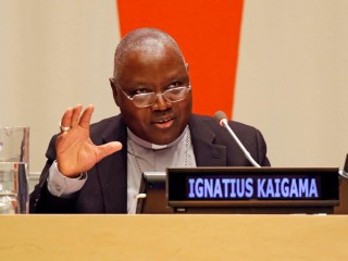 Đức Tổng giám mục Ignatius Kaigama thuộc Địa phận Abuja, Nigeria, phát biểu tại diễn đàn đề cập đến các vấn đề tự do tôn giáo quốc tế tại Liên Hợp Quốc ở New York ngày 1 tháng 3 năm 2019 (Ảnh: Gregory A. Shemitz/CNS)